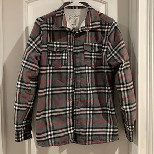 Plaid Thick Flannel Shirt Jacket, Coastal, M
